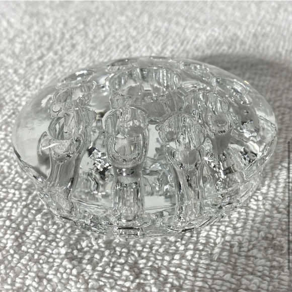 Vintage Clear Glass 10 Hole 3” Flower Frog Flower Holder Stem Holder Arrangement - Picture 5 of 8